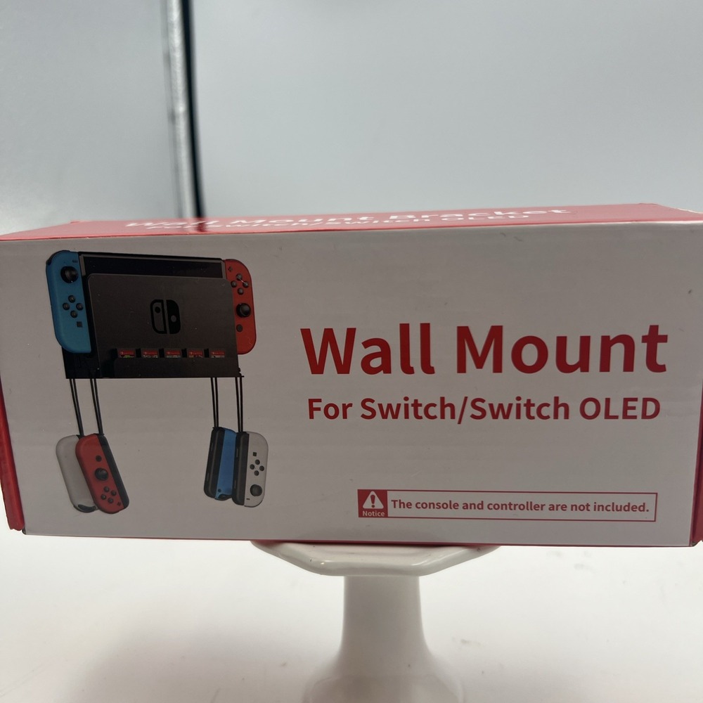 Wall Mount For Nintendo Switch OLED with 5 Game Card Holder and 4 Joy Con Hanger